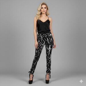 RARE Lip Service Black and White Skull Dagger Skinny Jeans